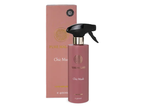 Pure Malaki Chic Musk Perfume in a 400ml bottle, featuring a sophisticated fragrance with soft musk and floral notes.